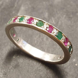 Eternity Ring, Ruby Band, Emerald Band, Birthstone Ring, Stackable Ring, Vintage Eternity Ring, Multistone Ring, Eternity Band, Silver Ring