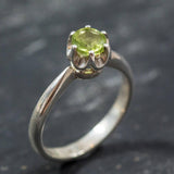 Peridot Ring, Natural Peridot, Green Dainty Ring, August Birthstone, Green Diamond Ring, Green Stackable Ring, August Ring, Real Silver Ring