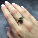 Peridot Ring, Natural Peridot, Green Dainty Ring, August Birthstone, Green Diamond Ring, Green Stackable Ring, August Ring, Real Silver Ring