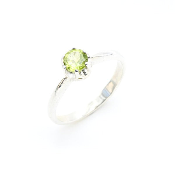 Solitaire Peridot Ring - Natural Peridot Ring, Green Dainty Ring
