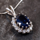 Vintage Sapphire Pendant - Princess Diana Necklace, Royal Blue Diamond Pendant