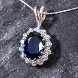 Vintage Sapphire Pendant - Princess Diana Necklace, Royal Blue Diamond Pendant