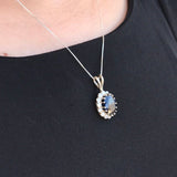 Vintage Sapphire Pendant - Princess Diana Necklace, Royal Blue Diamond Pendant