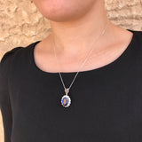 Vintage Sapphire Pendant - Princess Diana Necklace, Royal Blue Diamond Pendant