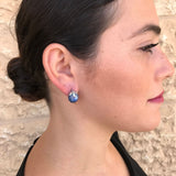 Kyanite Earrings - Real Blue Kyanite Earrings - Round Leaf Earrings