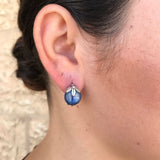 Kyanite Earrings - Real Blue Kyanite Earrings - Round Leaf Earrings