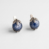 Kyanite Earrings - Real Blue Kyanite Earrings - Round Leaf Earrings