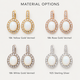 Opal Vintage Earrings - Statement Silver Earrings - Long Opal Earrings