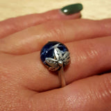 Blue Leaf Ring, Sodalite Ring, Natural Sodalite, Blue Ring, Vintage Blue Ring, Blue Sodalite Ring, Leaf Ring, Solid Silver Ring, Sodalite