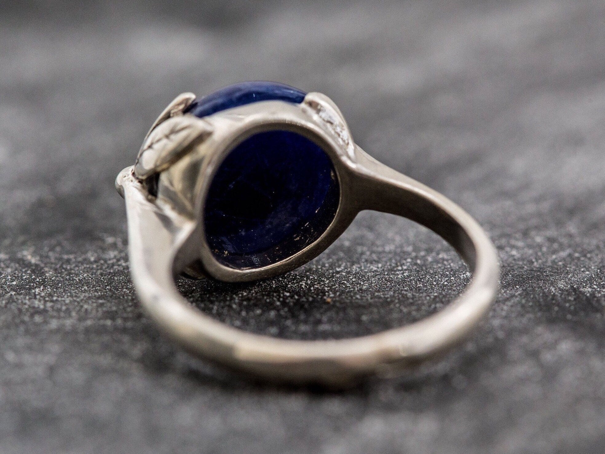 Blue Leaf Ring, Sodalite Ring, Natural Sodalite, Blue Ring, Vintage Blue Ring, Blue Sodalite Ring, Leaf Ring, Solid Silver Ring, Sodalite