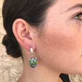 Green Owl Earrings - Genuine Turquoise Earrings - Dangling Owl Earrings