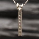 Emerald Ruby Pendant, Bar Necklace, Gemstone Pendant, Natural Emerald, Natural Ruby, Layered Necklace, Minimalist Necklace, Solid Silver