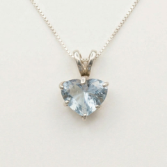 Aqua Heart Pendant - Aquamarine Love Necklace, Valentines Gift