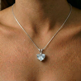 Aqua Heart Pendant - Aquamarine Love Necklace, Valentines Gift