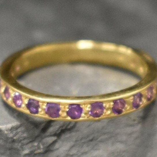 Amethyst Ring, Natural Amethyst, February Ring, Full Eternity Band, Amethyst Band, February Birthstone, Eternity Vintage Ring, Eternity Ring(1)