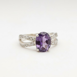 Stunning 925 Sterling Silver Ring with a round Amethyst, perfect for adding elegance to any outfit or special occasion.