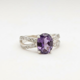Stunning 925 Sterling Silver Ring with a round Amethyst, perfect for adding elegance to any outfit or special occasion.