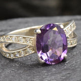 Antique Amethyst Ring, Natural Amethyst, Engagement Ring, Promise Ring, Vintage Ring, February Birthstone, Purple Ring, Sterling Silver Ring