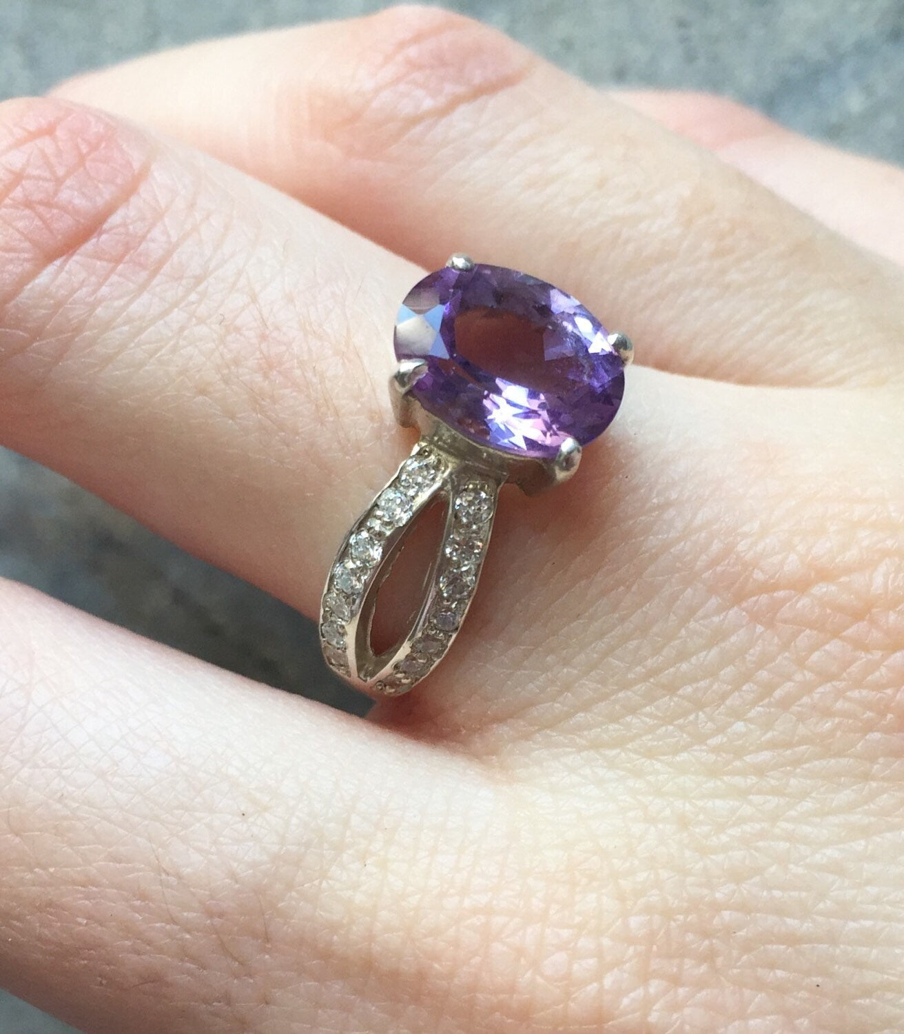 Antique Amethyst Ring, Natural Amethyst, Engagement Ring, Promise Ring, Vintage Ring, February Birthstone, Purple Ring, Sterling Silver Ring