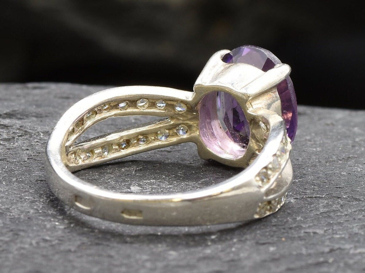 Antique Amethyst Ring, Natural Amethyst, Engagement Ring, Promise Ring, Vintage Ring, February Birthstone, Purple Ring, Sterling Silver Ring