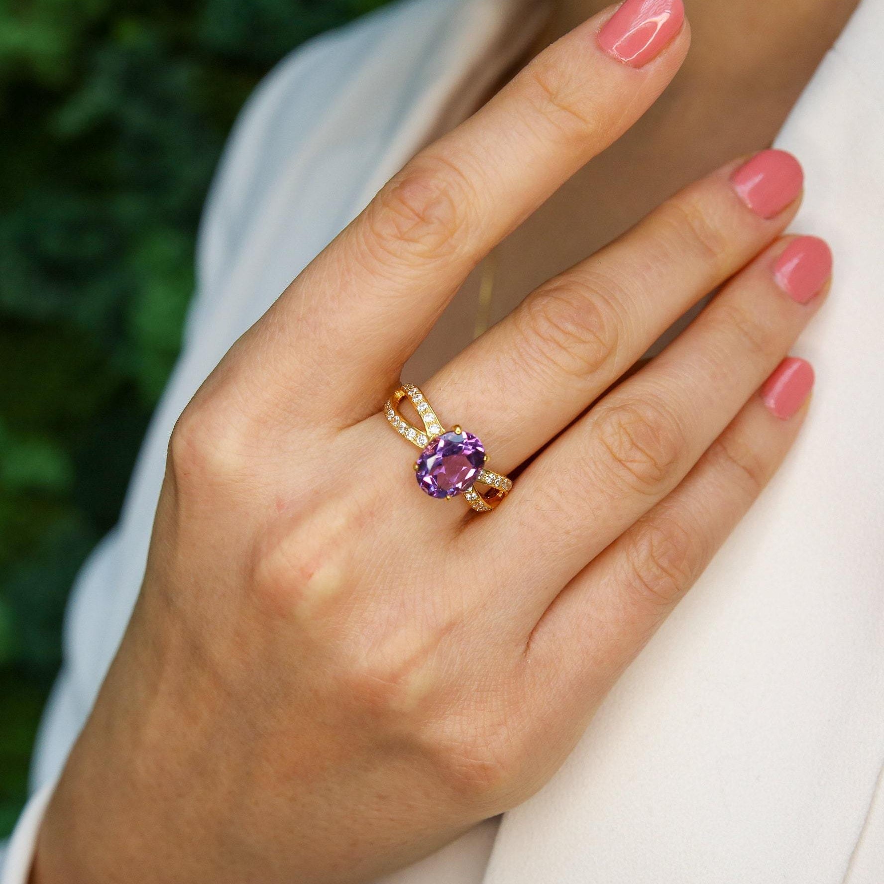 Antique Amethyst Ring, Natural Amethyst, Engagement Ring, Promise Ring, Vintage Ring, February Birthstone, Purple Ring, Sterling Silver Ring(1)