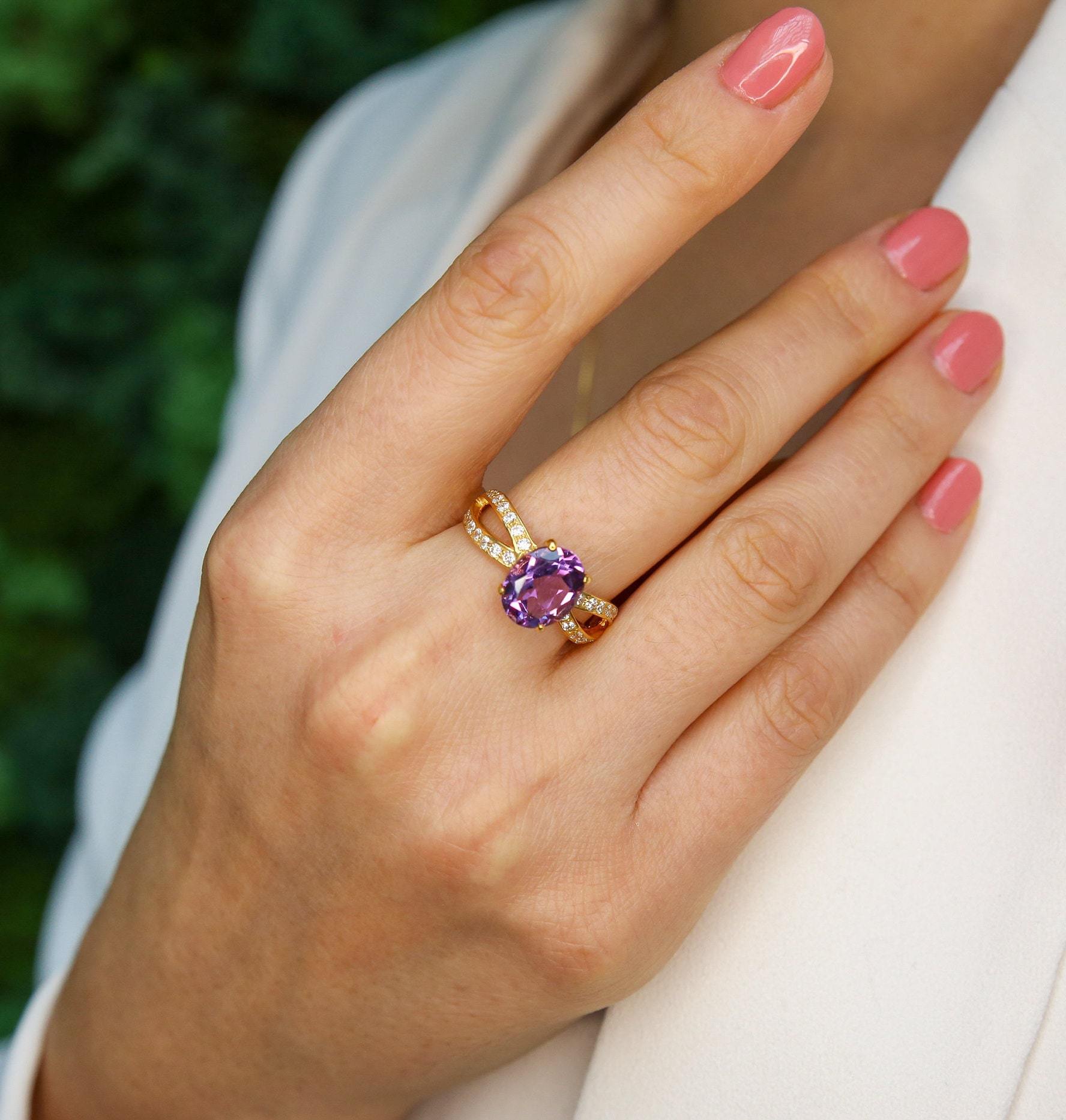 Antique Amethyst Ring, Natural Amethyst, Engagement Ring, Promise Ring, Vintage Ring, February Birthstone, Purple Ring, Sterling Silver Ring(1)