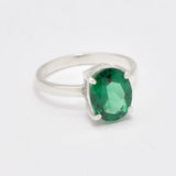 Emerald Vintage Ring, Emerald Ring, Created Emerald, Promise Ring, Green Emerald Ring, Green Diamond Ring, Solitaire Ring, Solid Silver Ring