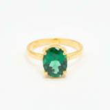 Stunning 18k Gold Vermeil Emerald Ring featuring Oval Created Green Emerald, a thoughtful gift for May birthdays and daily wear.