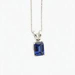 Elegant 925 Sterling Silver pendant adorned with baguette blue sapphire, a timeless piece for any jewelry collection.