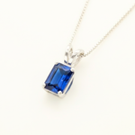 Charming 925 Sterling Silver pendant featuring baguette blue sapphire, a thoughtful gift for birthdays and meaningful moments.
