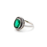 Emerald Vintage Ring - Green Solitaire Ring - Oval Emerald Ring