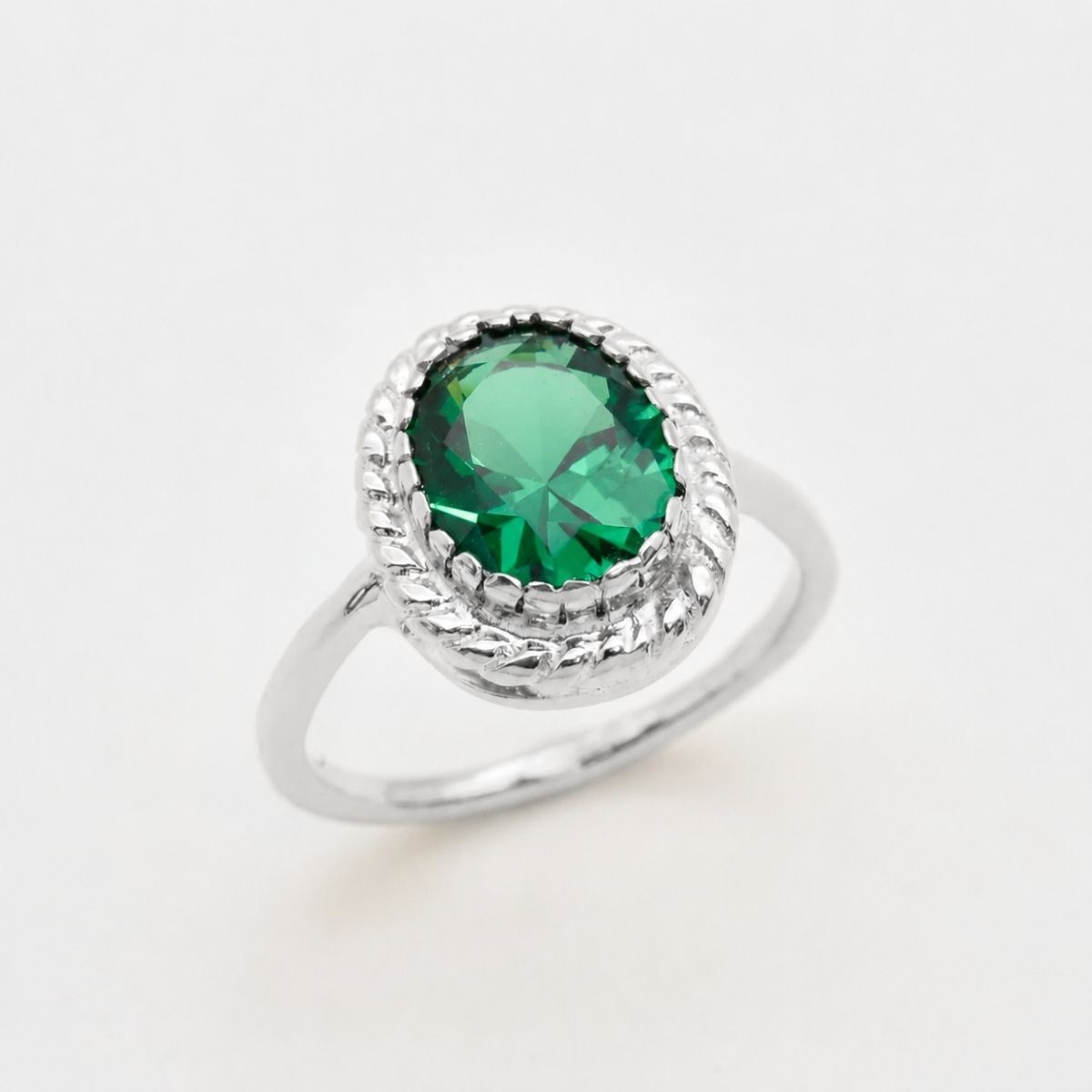Created Emerald Ring made in 925 Sterling Silver with Oval Created Green Emerald in Solitaire setting, May Birthstone gift idea, symbolizes, ideal for everyday wear and perfect for birthday gifting and special occasions.