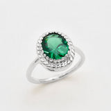 Created Emerald Ring made in 925 Sterling Silver with Oval Created Green Emerald in Solitaire setting, May Birthstone gift idea, symbolizes, ideal for everyday wear and perfect for birthday gifting and special occasions.