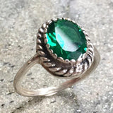 Emerald Vintage Ring - Green Solitaire Ring - Oval Emerald Ring