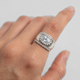 Diamond Statement Ring - Silver Dome Band - Chunky Diamond Ring