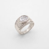 Diamond Statement Ring - Silver Dome Band - Chunky Diamond Ring