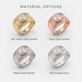 Diamond Statement Ring - Silver Dome Band - Chunky Diamond Ring