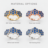 Dazzling Created Sapphire Cluster Ring in Sterling Silver, a meaningful gift representing loyalty and perfect for special occasions.