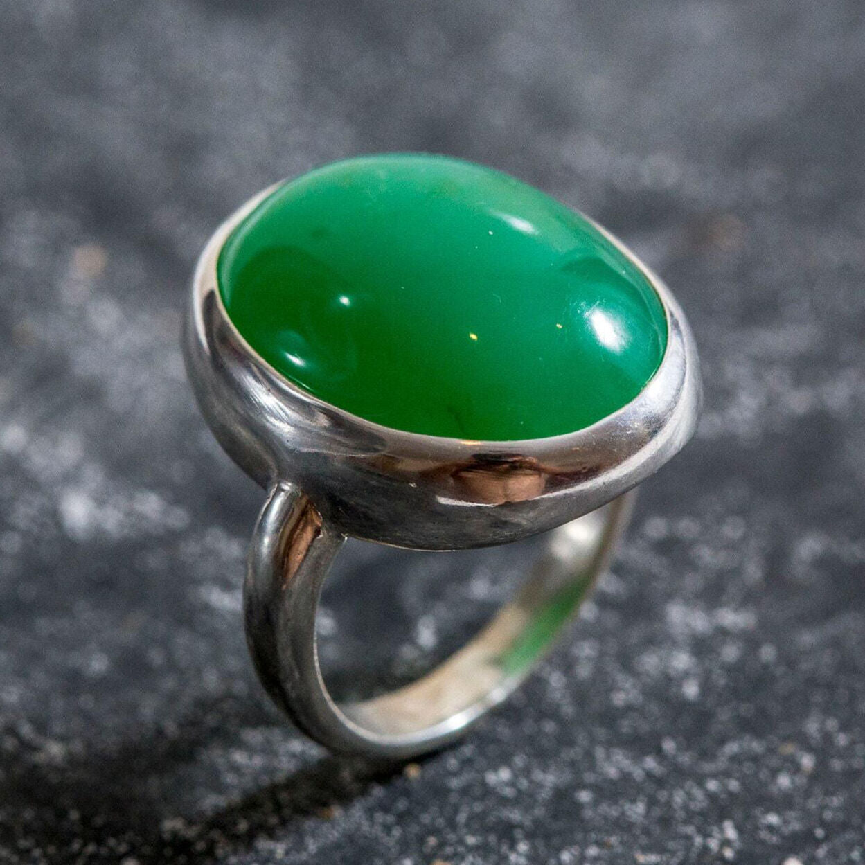 Statement Green Ring, Natural Chrysoprase, Vintage Silver Ring, Australian Stone, May Birthstone, Green Ring, Solid Silver, Real Chrysoprase