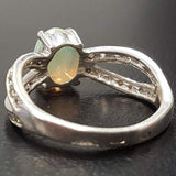 Fire Opal Ring - Vintage Opal Ring - Diamond Split Shank Band