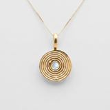 Spiral Moonstone Necklace - Gold Coin Moonstone Pendant - June Birthstone Necklace