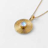 Spiral Moonstone Necklace - Gold Coin Moonstone Pendant - June Birthstone Necklace