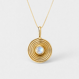Rainbow Moonstone Necklace - Silver Infinity Necklace - Round Statement Pendant