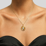 Spiral Moonstone Necklace - Gold Coin Moonstone Pendant - June Birthstone Necklace