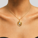 Spiral Moonstone Necklace - Gold Coin Moonstone Pendant - June Birthstone Necklace