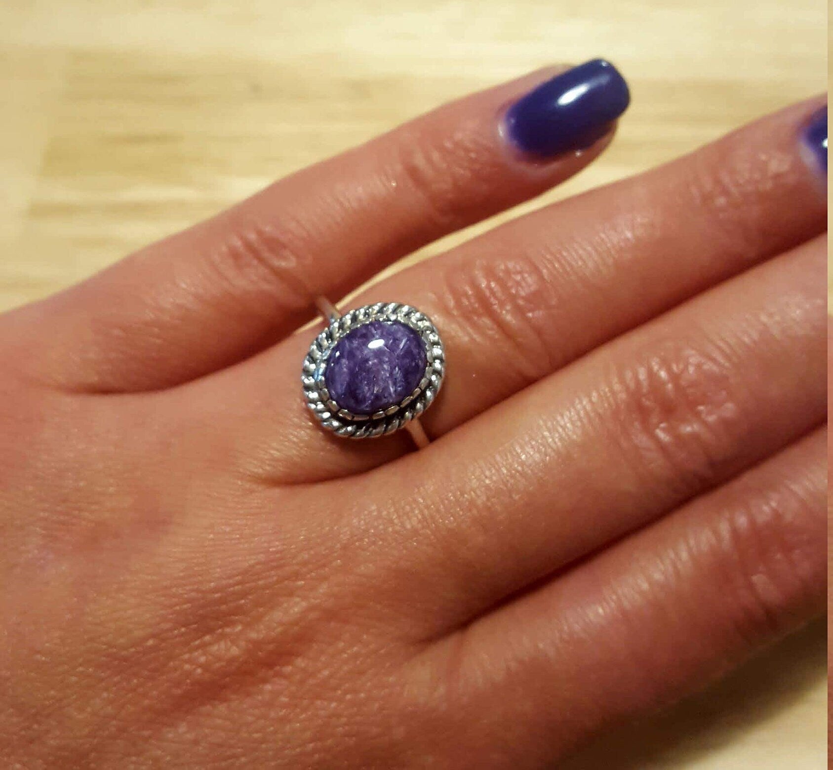 Vintage Ring, Charoite Ring, Natural Charoite, Purple Ring, Scorpio Birthstone, Purple Charoite Ring, Unique Ring, Silver Ring, Charoite