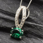 Emerald Pendant, Created Emerald, Sparkly Pendant, Elegant Pendant, Antique Pendant, Dark Green Pendant, Celtic Pendant, 925 Silver Pendant