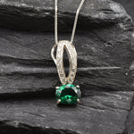 Emerald Pendant, Created Emerald, Sparkly Pendant, Elegant Pendant, Antique Pendant, Dark Green Pendant, Celtic Pendant, 925 Silver Pendant