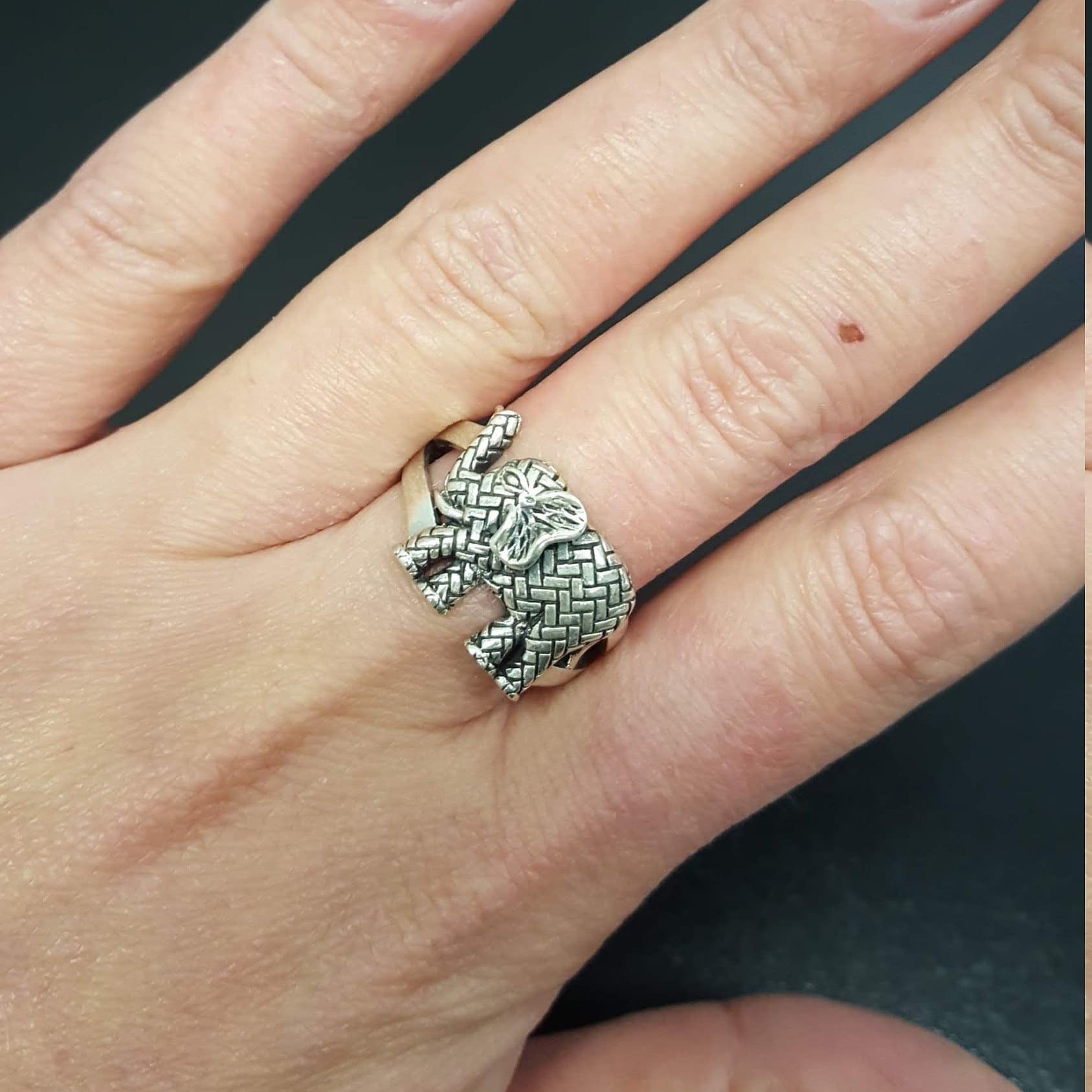 Elephant Ring, Solid Silver Ring, Artistic Ring, Animal Ring, Vintage Ring, Silver Band, Lucky Charm Ring, Animal Design, Silver Elephant