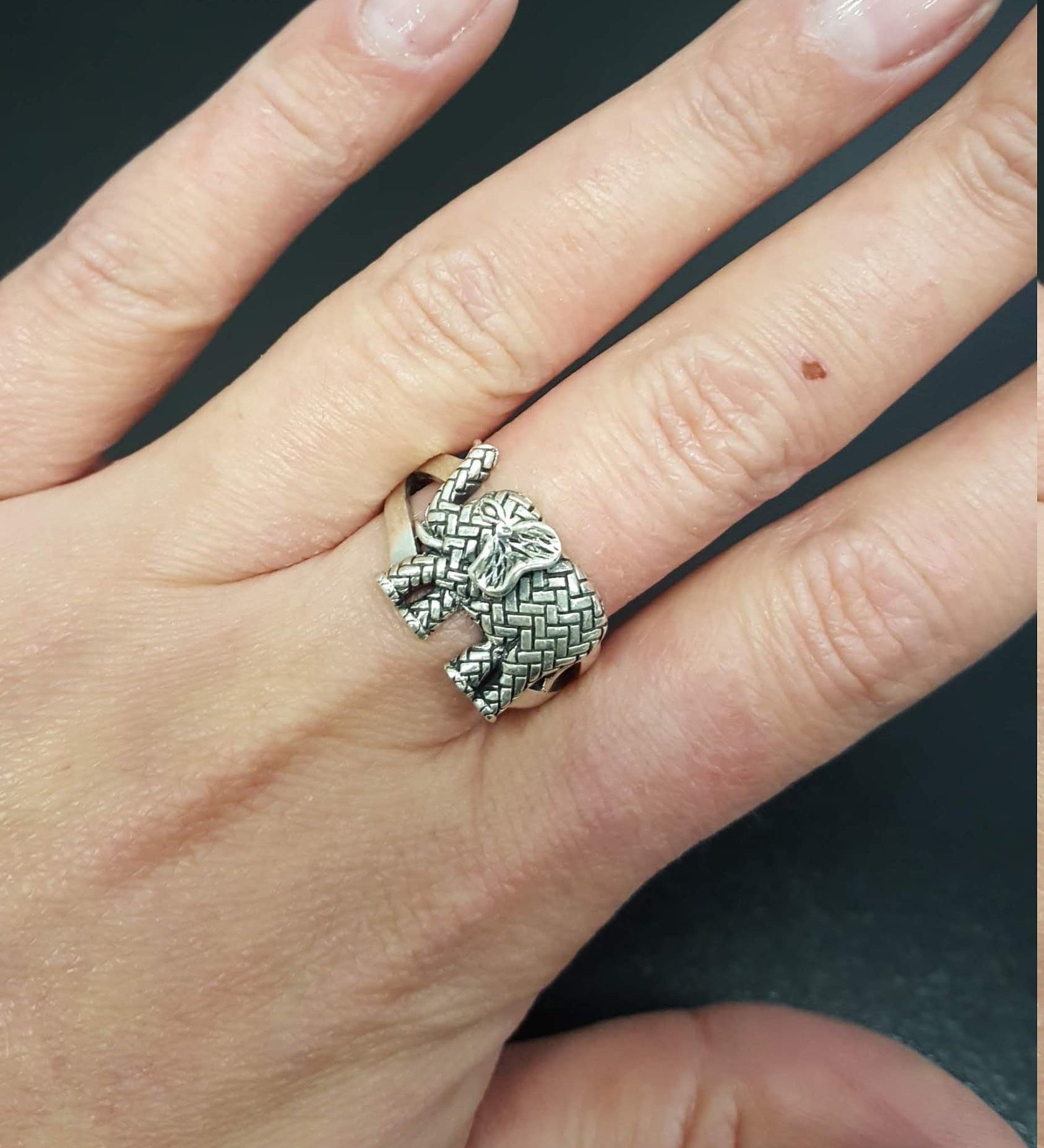 Elephant Ring, Solid Silver Ring, Artistic Ring, Animal Ring, Vintage Ring, Silver Band, Lucky Charm Ring, Animal Design, Silver Elephant